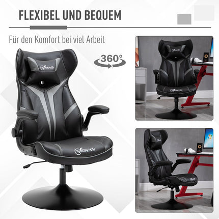 Ergonomic gaming swivel chair, adjustable height, black/grey