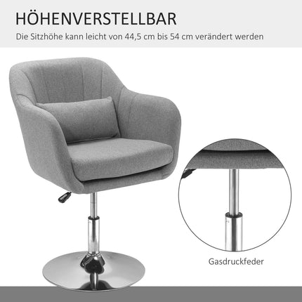 Height-adjustable swivel chair, linen-covered, grey