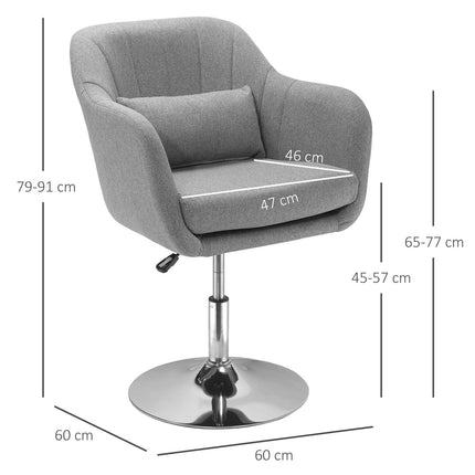 Height-adjustable swivel chair, linen-covered, grey