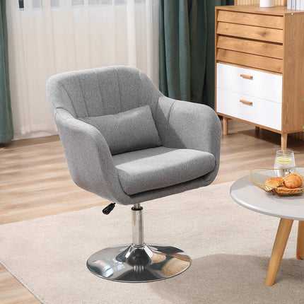 Height-adjustable swivel chair, linen-covered, grey