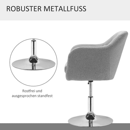 Height-adjustable swivel chair, linen-covered, grey