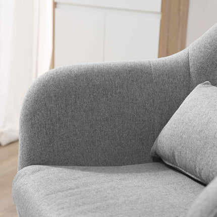 Height-adjustable swivel chair, linen-covered, grey