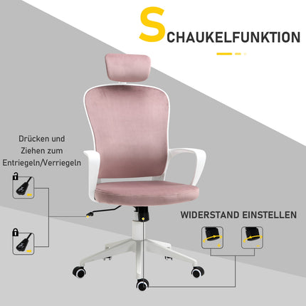 Ergonomic office chair, height adjustable, pink 63X64X118-128cm