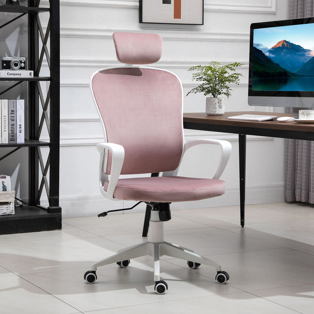 Ergonomic office chair, height adjustable, pink 63X64X118-128cm