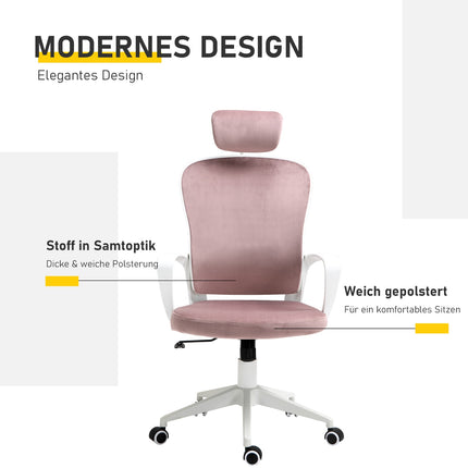 Ergonomic office chair, height adjustable, pink 63X64X118-128cm