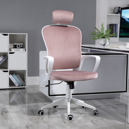 Ergonomic office chair, height adjustable, pink 63X64X118-128cm