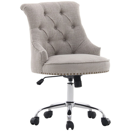 Executive Swivel Chair in light gray linen, adjustable in height