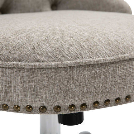 Executive Swivel Chair in light gray linen, adjustable in height