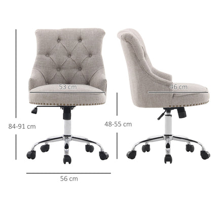 Executive Swivel Chair in light gray linen, adjustable in height