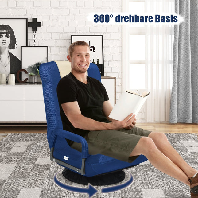 Swivel Floor Chair, Adjustable Backrest, Blue