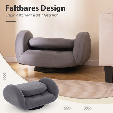 Swivel Floor Chair with Adjustable Backrest & Armrests, Gray