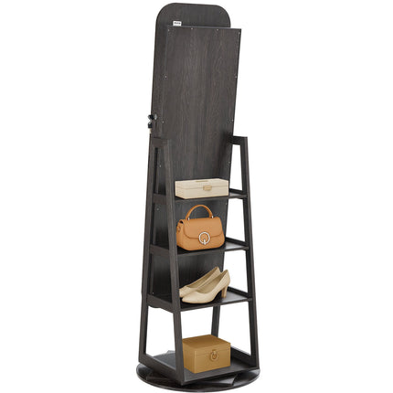 Swivel Jewelry Cabinet with Full-Length Mirror, Lockable