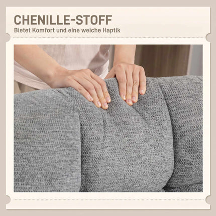 Swivel Lounge Chair, Armless Wide Seat, Gray Chenille