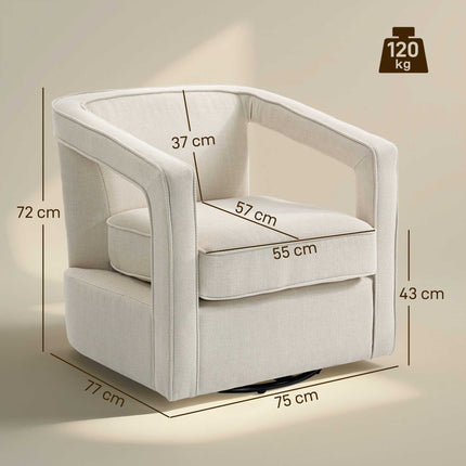 Swivel Lounge Chair, Beige, 360 Rotation, 77 x 75 x 72 cm