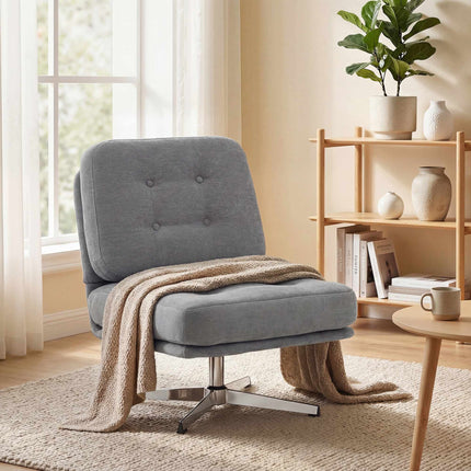 Swivel Lounge Chair, Chenille Fabric, 70 cm Seat