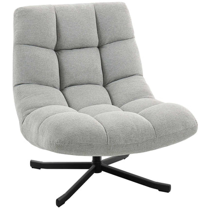Swivel Lounge Chair, Wide Seat, Water-Resistant Chenille, Light Grey