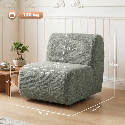 Swivel Lounge Chair with Chenille Cover, Grey, 360 Rotation