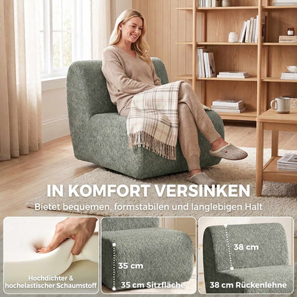 Swivel Lounge Chair with Chenille Cover, Grey, 360 Rotation