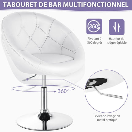 Swivel Makeup Chair, PU Leather, Chrome Base, White