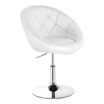 Swivel Makeup Chair, PU Leather, Chrome Base, White