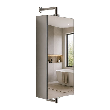 Swivel Mirror Cabinet, Stainless Steel, Wall-Mounted