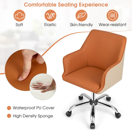 Swivel Office Chair, Adjustable Height, PU Leather