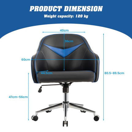 Swivel Office Chair, Adjustable Height, Recline, Blue-Black