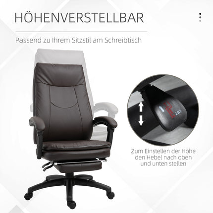 Ergonomic executive swivel chair with footrest, brown