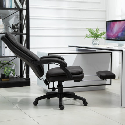Ergonomic executive swivel chair with footrest, brown