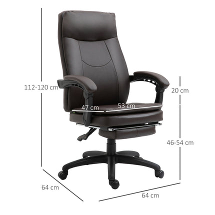 Ergonomic executive swivel chair with footrest, brown