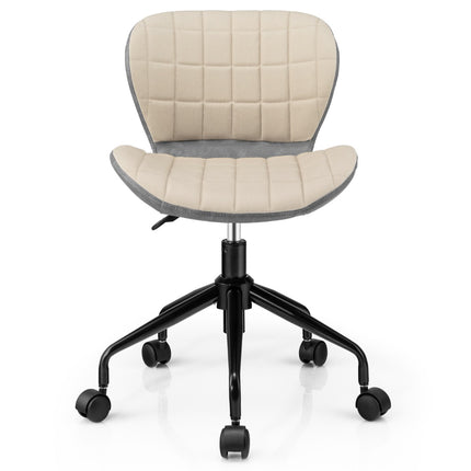 Swivel Office Chair, PU Leather, Height Adjustable, Beige