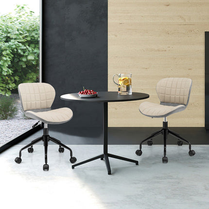Swivel Office Chair, PU Leather, Height Adjustable, Beige