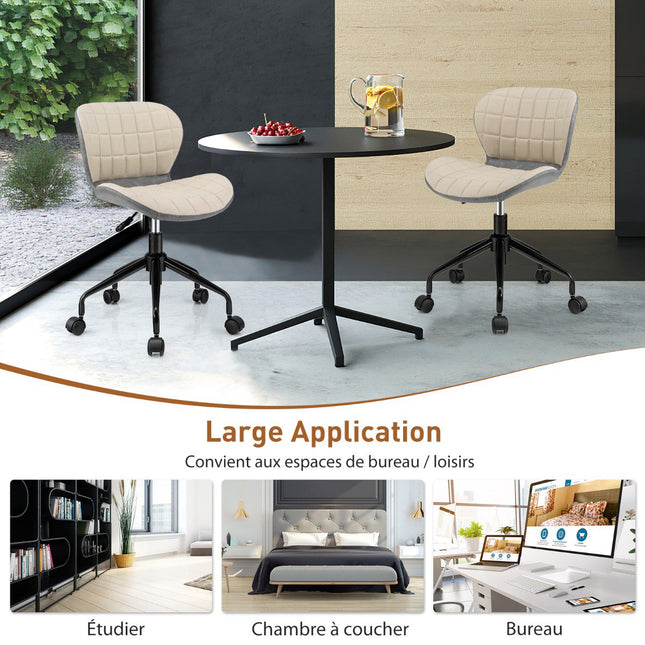 Swivel Office Chair, PU Leather, Height Adjustable, Beige