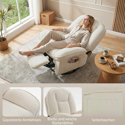 Swivel Recliner Chair with Deep Seat and Chenille Fabric