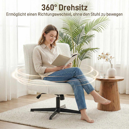 Swivel Velvet Accent Chair, Adjustable Height, Cream White