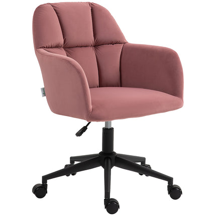 Pink height-adjustable office chair in velvet, capacity 120 kg