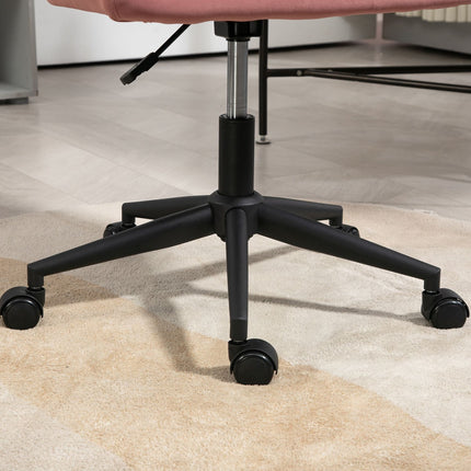 Pink height-adjustable office chair in velvet, capacity 120 kg