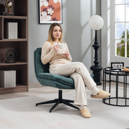 Swivel office chair with wide seat, spacious upholstered chair for the office, study, dark green