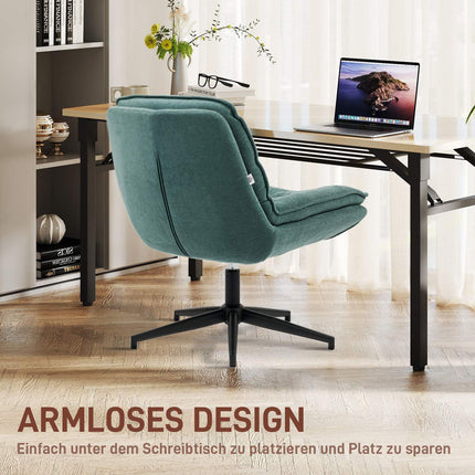 Swivel office chair with wide seat, spacious upholstered chair for the office, study, dark green