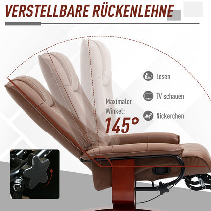 Reclining swivel chair, artificial leather with footrest