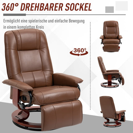 Reclining swivel chair, artificial leather with footrest