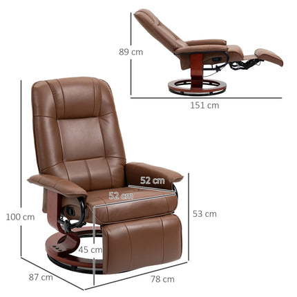 Reclining swivel chair, artificial leather with footrest