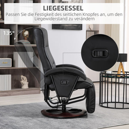 Swivel Chair, Faux Leather, Reclining, Black