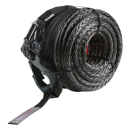 Synthetic Winch Rope 3/8 in x 100 ft with Hook, Sleeve