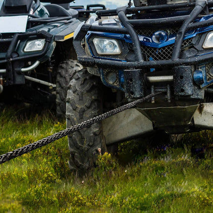 Synthetic Winch Rope 3/8 in x 100 ft with Hook, Sleeve