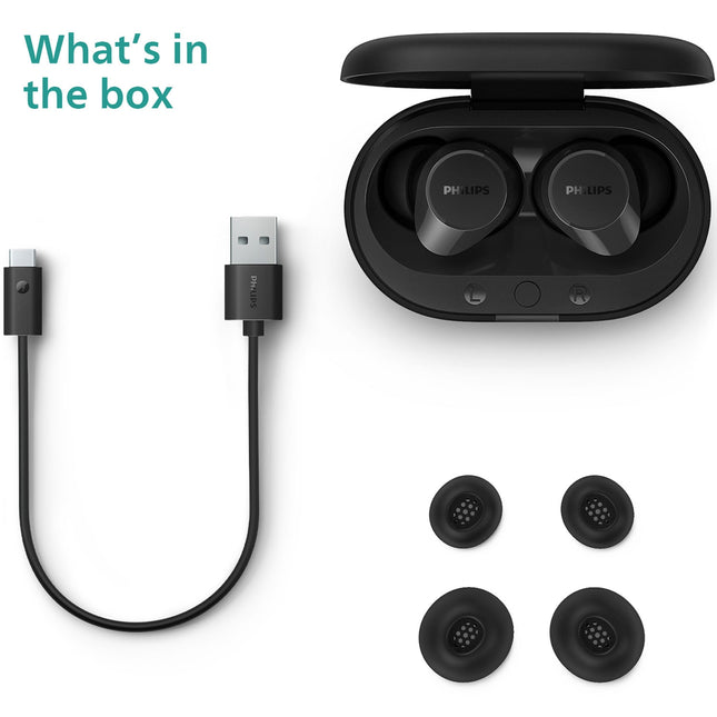 TAT1209BK True Wireless Headphones. Small and comfortable. 6+18 hours of playing time. IPX4 class. Black.