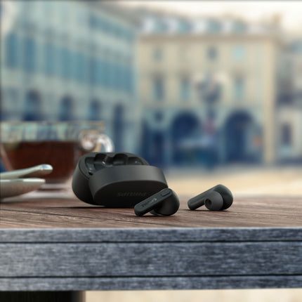 TAT2206BK True Wireless Headphones, IPX4 class (splash and sweat resistant) 6+18 hours play time. Black.