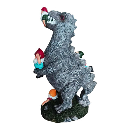 T-Rex Garden Ornament Eating Gnomes, Polyresin, 28.5cm