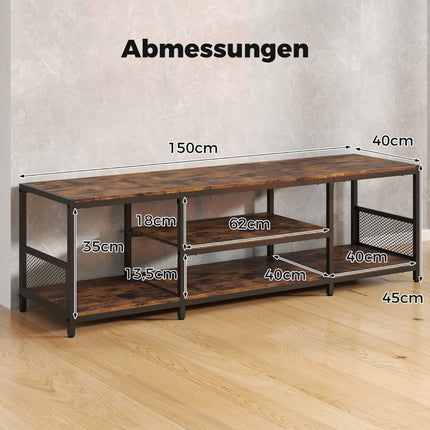 TV Stand for 65-Inch TVs, Industrial Style, Metal Frame