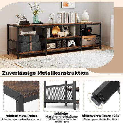 TV Stand for 65-Inch TVs, Industrial Style, Metal Frame